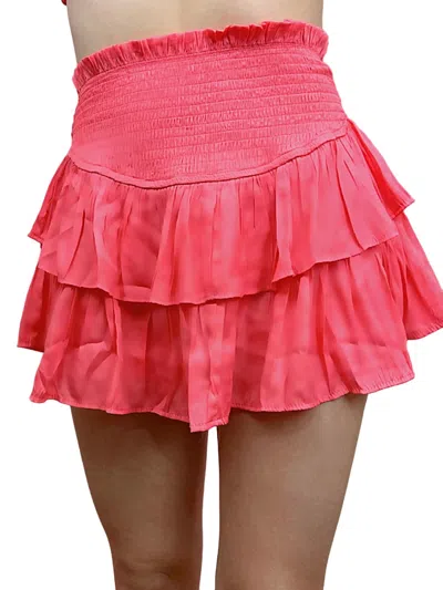 Mustard Seed It's Your Love Smocked Skirt In Coral In Pink