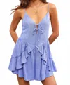 Mustard Seed Layered Ruffle V-neck Romper In Periwinkle In Blue