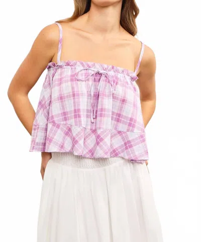 Mustard Seed Letti Ruffle Edge Tie Front Cami Top In Purple