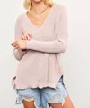 Mustard Seed Lightweight V-neck Sweater In Ash Rose In Pink