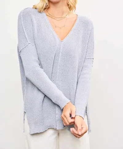 Mustard Seed Lightweight V-neck Sweater In Denim In Multi