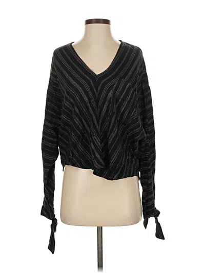 Pre-owned Mustard Seed Long Sleeve Blouse In Black