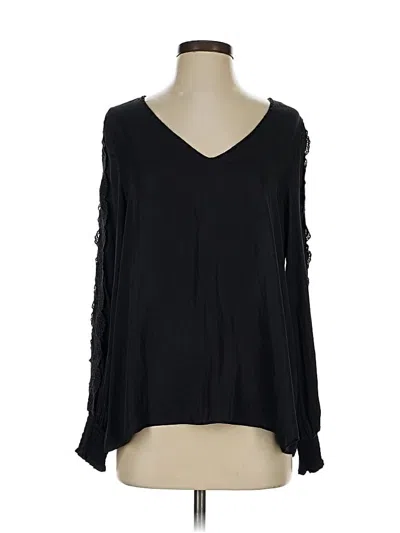 Pre-owned Mustard Seed Long Sleeve Blouse In Black