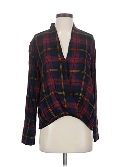 Pre-owned Mustard Seed Long Sleeve Blouse In Burgundy