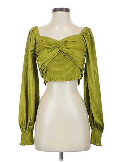Pre-owned Mustard Seed Long Sleeve Blouse In Green