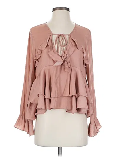 Pre-owned Mustard Seed Long Sleeve Blouse In Pink