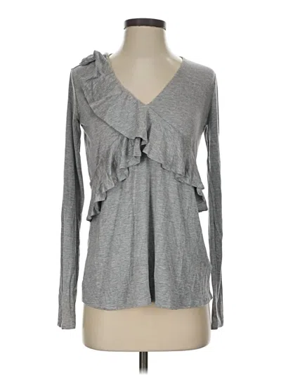 Pre-owned Mustard Seed Long Sleeve Top Gray Ruffles Neckline Tops