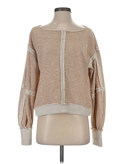 Pre-owned Mustard Seed Long Sleeve Top Tan Boatneck Tops In Brown