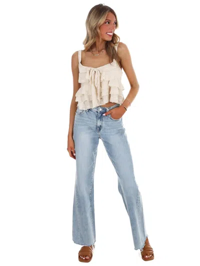 Mustard Seed Lovely Darling Eyelet Ruffle Tank Top In Tofu In Neutral
