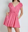 Mustard Seed Metal Beaded Drawstring Wrap Dress In Doll Pink In Multi
