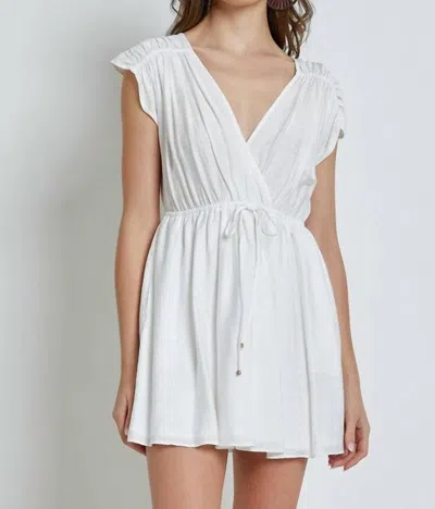Mustard Seed Metal Beaded Drawstring Wrap Dress In White