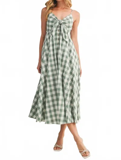 Mustard Seed Miranda Tie Front Gingham Midi Dress In Basil In Green