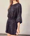 MUSTARD SEED NIGHT TO REMEMBER SEQUIN ROMPER IN BLACK