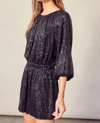 Mustard Seed Night To Remember Sequin Romper In Black In Grey