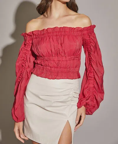 Mustard Seed Off The Shoulder Cropped Top In Red