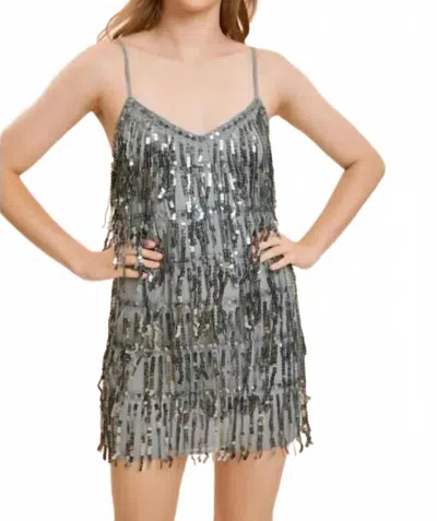 Mustard Seed Open Back Sequin Tiered Dress In Silver In Gray