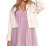 Mustard Seed Paula Distressed Denim Jacket In White In White