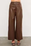 Mustard Seed Paula High Waisted Leather Pants In Brown