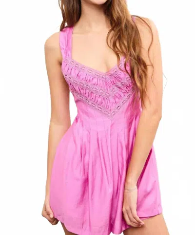 Mustard Seed Pleated Romper In Pink