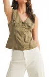Mustard Seed Praises Roar Sleeveless Top In Ash Olive In Green