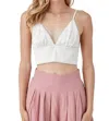 Mustard Seed Rhinestone Satin Brami Top In White In White