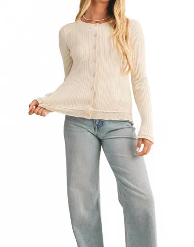 Mustard Seed Ribbed Sweater Cardigan In Natural In White