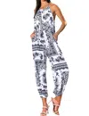 Mustard Seed Riley Paisley Print Halter Jumpsuit In Black In Black