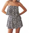 Mustard Seed Ruffle Wrap Floral Romper In Navy/graphite In Multi
