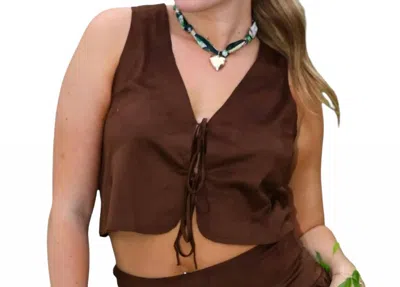 Mustard Seed Sedona Vest Top In Brown