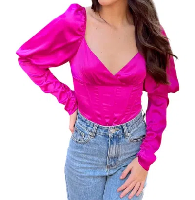 Mustard Seed Shirring Sleeve Corset Top In English Pink In Multi