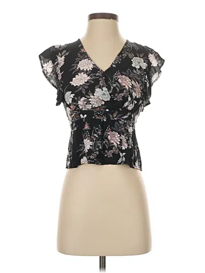 Pre-owned Mustard Seed Short Sleeve Blouse In Black