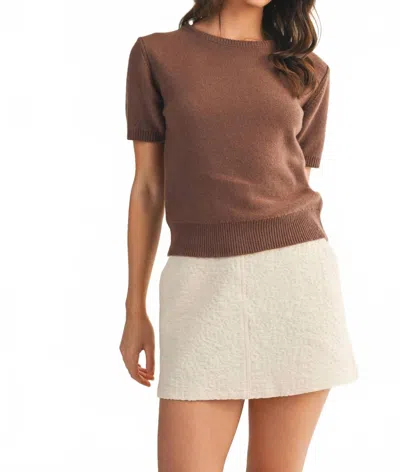 Mustard Seed Short Sleeve Crewneck Sweater In Mocha In Brown