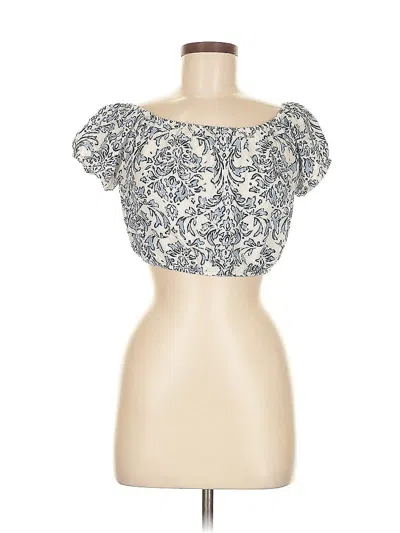 Pre-owned Mustard Seed Short Sleeve Top Blue Sweetheart Neckline Tops