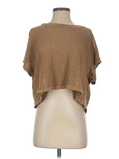 Pre-owned Mustard Seed Short Sleeve Top Brown Cowl Neck Tops