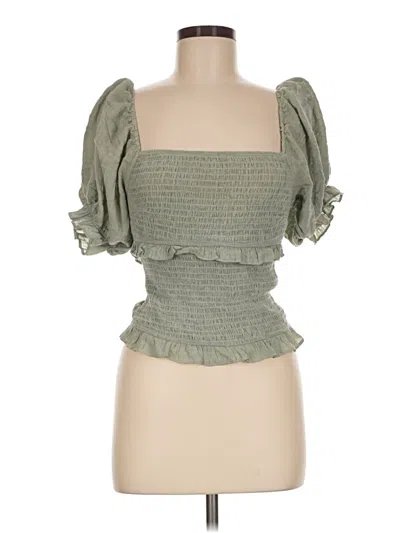 Pre-owned Mustard Seed Short Sleeve Top Green Square Neckline Tops