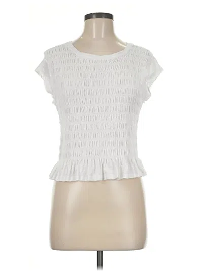 Pre-owned Mustard Seed Short Sleeve Top White Ruffles Neckline Tops