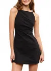 Mustard Seed Sleeveless Gathered Asymmetric Mini Dress In Black In Black