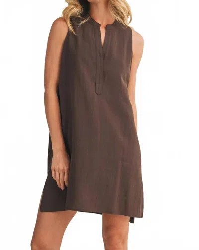 Mustard Seed Sleeveless Stand Collar Shift Dress In Dark Espresso In Brown