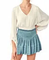 Mustard Seed Smocked Pleated Satin Skort In Dusty Jade In White