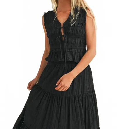 Mustard Seed Smocked Tie Top In Black
