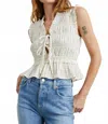 Mustard Seed Smocked Tie Top In White In White