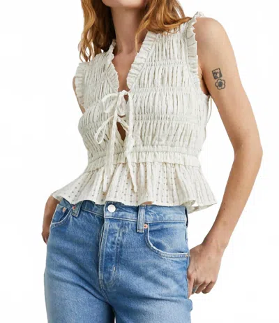 Mustard Seed Smocked Tie Top In White