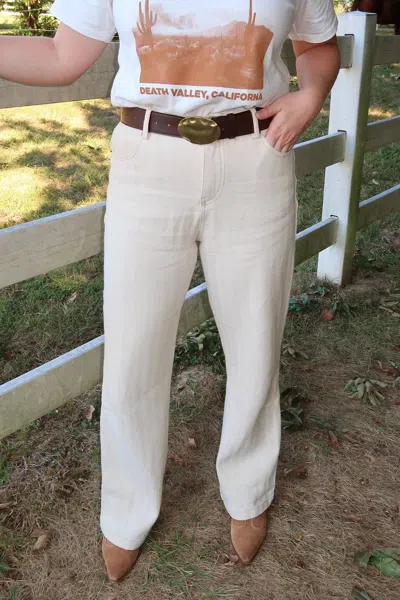 Mustard Seed Straight Leg Herringbone Pant In Oatmeal In Neutral
