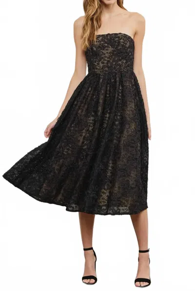 Mustard Seed Strapless Overlay Lace Midi Dress In Black