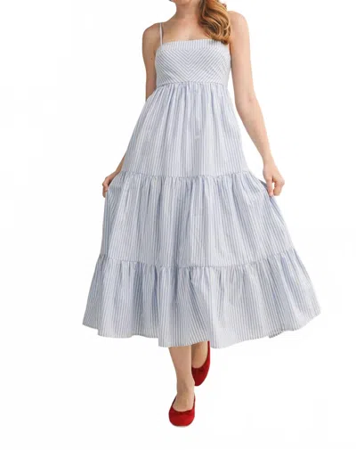 Mustard Seed Striped Tieback Midi Dress In Blue White