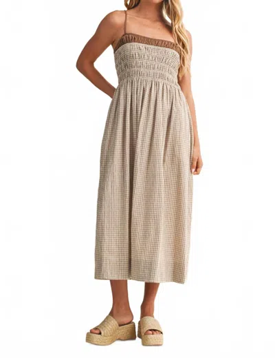 Mustard Seed Sunlit Meadow Smocked Gingham Midi Dress In Brown