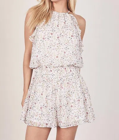 Mustard Seed Sweet Floral Sleeveless Romper In White In Pink