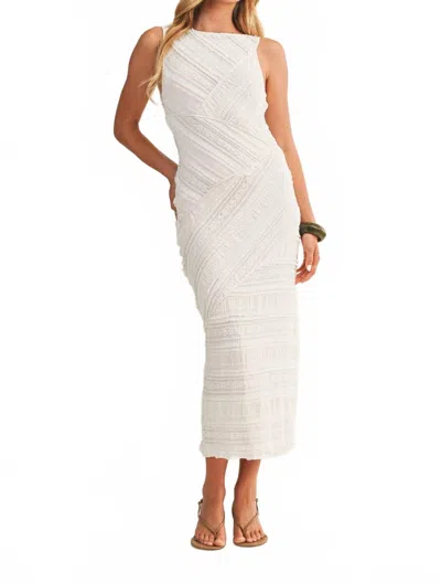 Mustard Seed Textured Diagonal Lace Sleeveless Dress In Off-white