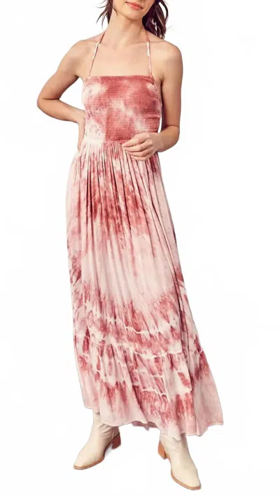 Mustard Seed Tie Dye Halter Maxi Dress In Red