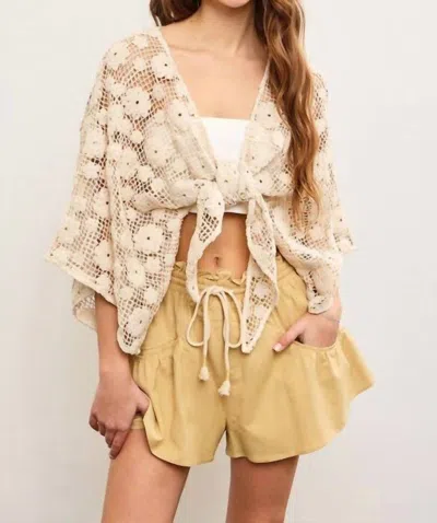 Mustard Seed Tie Me Up In Crochet Top In Beige In Brown